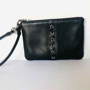 Coach Black Leather Lace Up Corset Wristlet